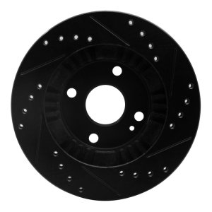 Mazda Protege Brake Rotor (1) - Front Left - R1 Concepts - Drilled & Slotted - Black - `99-`03